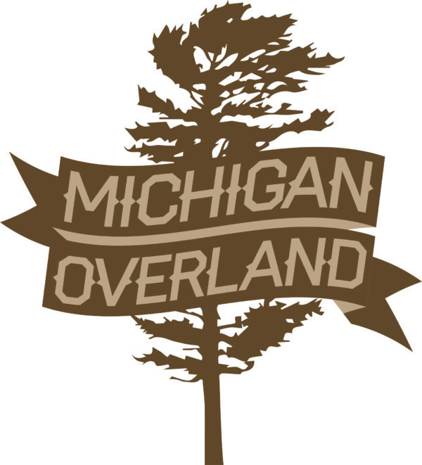 Michigan Overland brown tree and banner logo